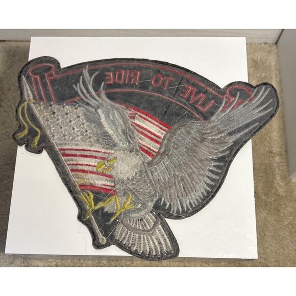 Live To Ride Eagle & American Flag Iron-On Patch Large Embroidered Motorcycle - Picture 6 of 6